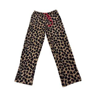 P.J. Couture Pajama Pants M Animal Print Tan Brown Black Cozy Fleecy Sleepwear